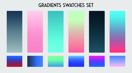 Beautiful gradient collection. multicolor green purple yellow orange pink cyan circle gradients, colorful soft round buttons vector set Premium Vector