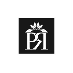 initials p r logo vector template leaf