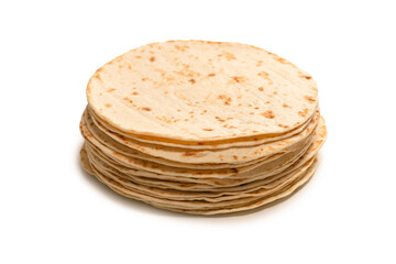 Grilled pitta bread isolated on white background.