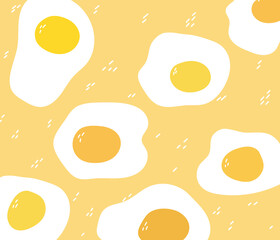 Seamless pattern of yellow yolk chicken egg. Vector in flat style