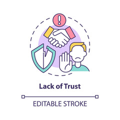 Lack of trust concept icon. Jealous and controlling partner. Constant accusing. Relationship reliance issue abstract idea thin line illustration. Vector isolated outline color drawing. Editable stroke