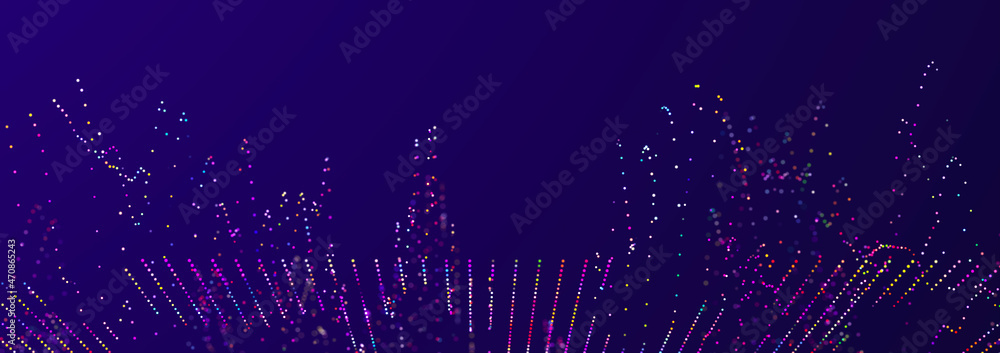 Poster technology background with glowing defocused particles. big data. digital background. 3d