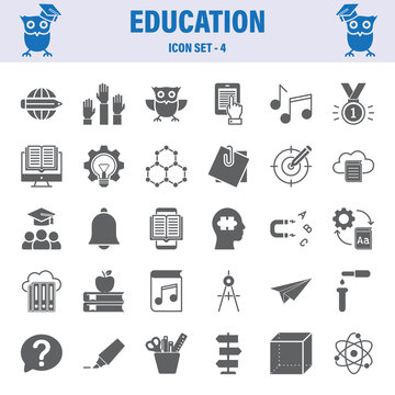 Education Icon Set. Flat design vector icon set.