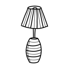 Table lamp sketch. Floor lamp. Hand-drawn doodle-style vector illustration