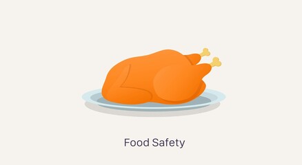 Food Safety Food Safety Title Chicken Vector with Editable Text