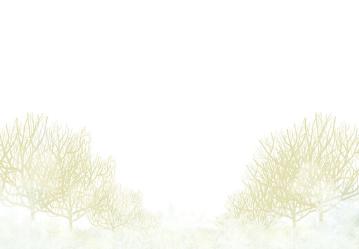 Wonderland image illustration of dead trees in winter Champagne Gold