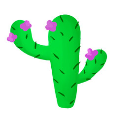 Set of cacti, decorative cacti in pots enjoyable cactus set cartoon set icon cactus with flower