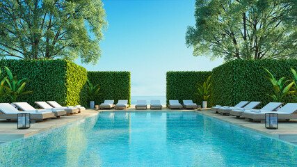 Luxury Beach Sea View Pool Villa - 3D rendering - 470868840