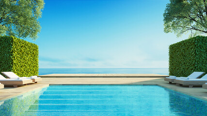Luxury Beach Sea View Pool Villa - 3D rendering - 470868858