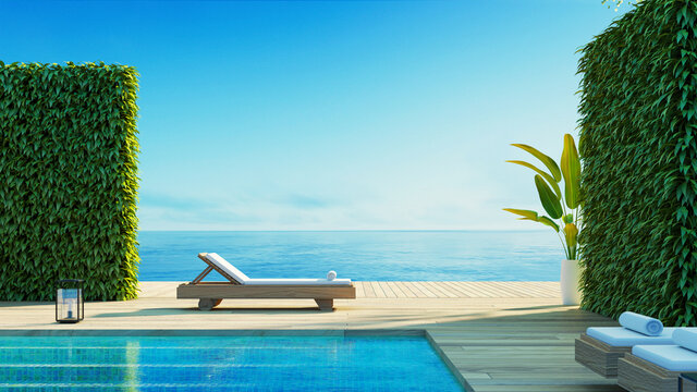 Luxury Beach Sea View Pool Villa - 3D rendering