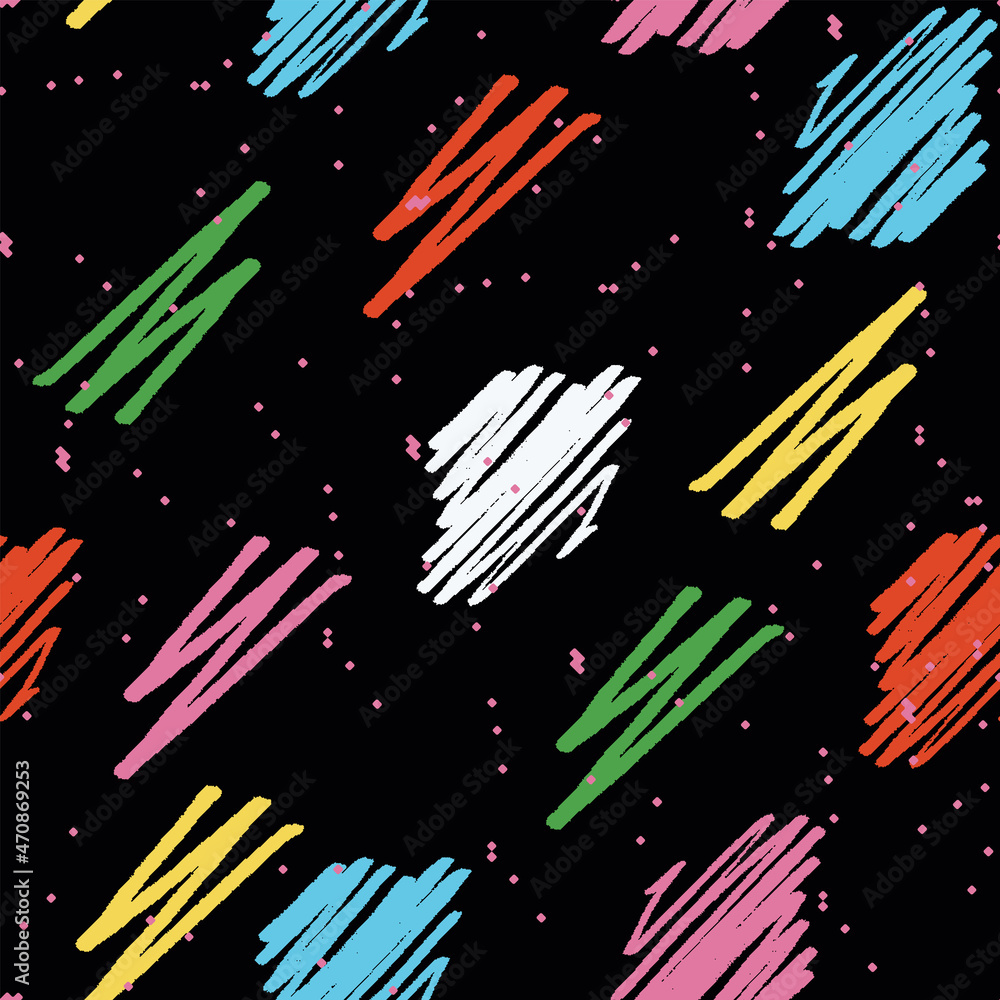 Poster repeatable bright scribble background. universal editable seamless pattern
