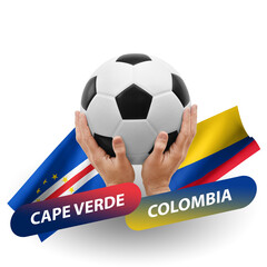 Soccer football competition match, national teams cape verde vs colombia
