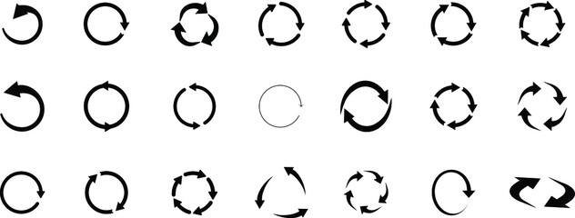 set of circular arrows,arrow pictogram refresh reload rotation loop sign set. 