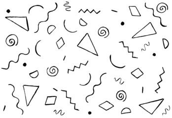 White background with black geometric shapes