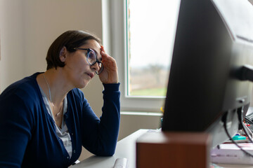 Depressed woman at work