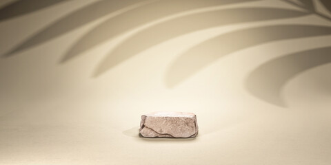 Stone podium mock up. Postument made of stone for product placement. 3D rendering