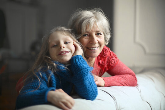 portrait of grandmother and granddaughter