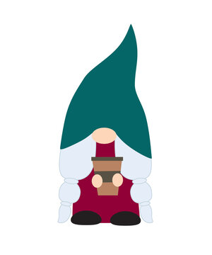 Female coffee gnome vector illustration design on white