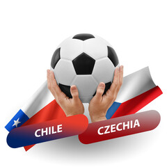 Soccer football competition match, national teams chile vs czechia