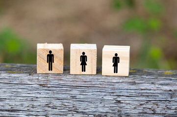 Dein Symbole für die Geschlechter männlich, weiblich und divers