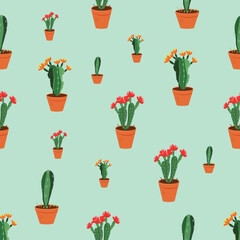 Cactus pattern design for decorating, wrapping paper, wallpaper, fabric, backdrop and etc.