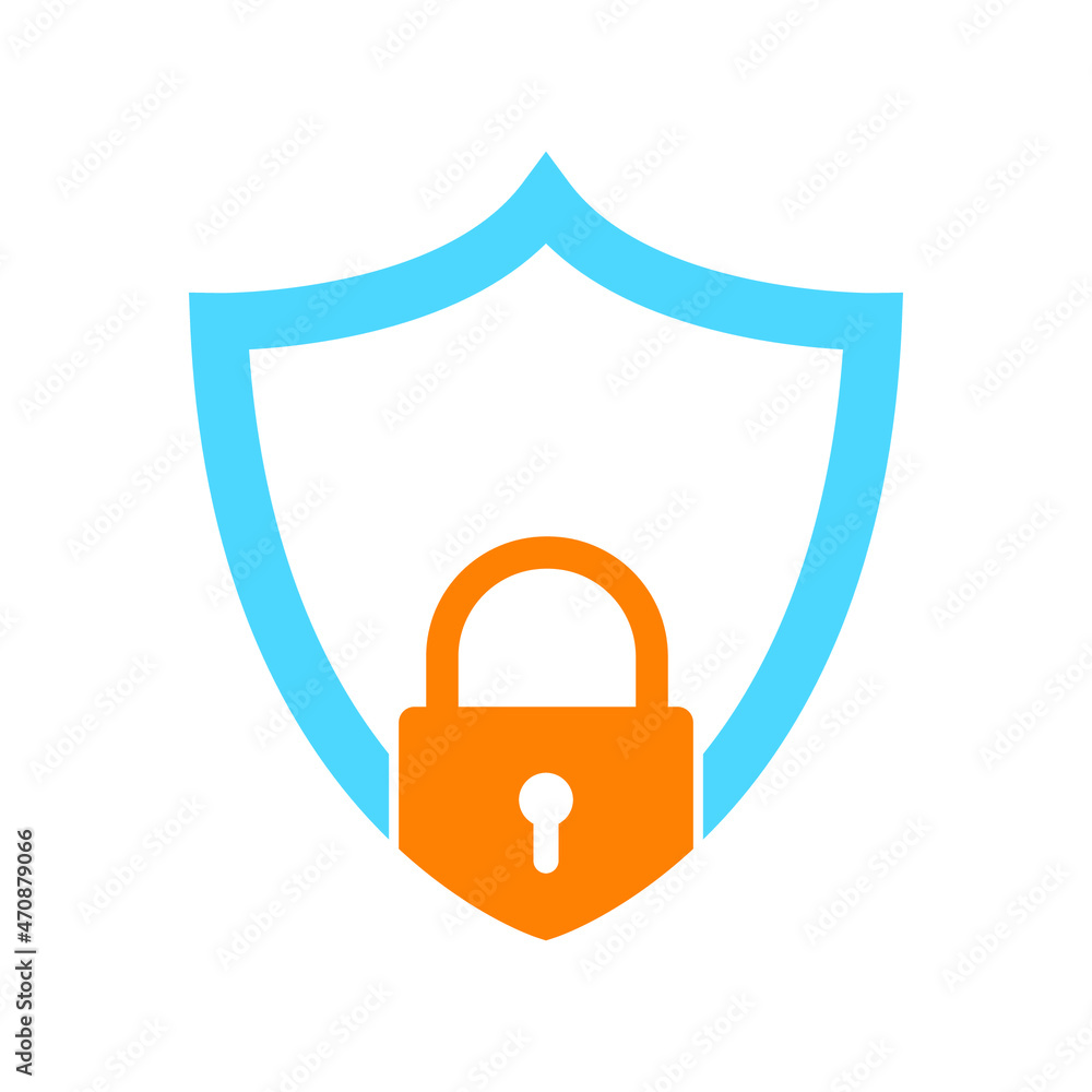 Poster security shield icon. shield with lock icon. vector illustration. protection personal data icon