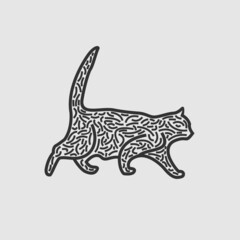 Cat Icon Logo Creative Design in Modern Abstract Line Art Style. For Pet Shop, T-shirts, Wall Frames, Poster etc. Best Cat Vector Illustration