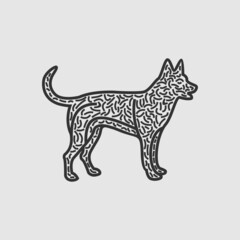 Creative Design of Dog Icon Logo in Modern Abstract Line Art Style. for Pet Shops, T-Shirts, Wall Frames etc. Best Dog Vector Illustration