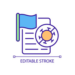 Covid vaccination requirements RGB color icon. Limiting coronavirus disease spread. Emergency regulation during pandemic. Isolated vector illustration. Simple filled line drawing. Editable stroke