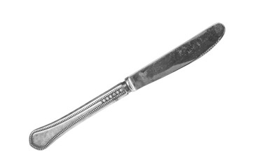 Old fashioned table knife close up isolated on white background