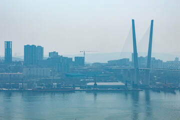 View of the Golden horn bridge in winter.