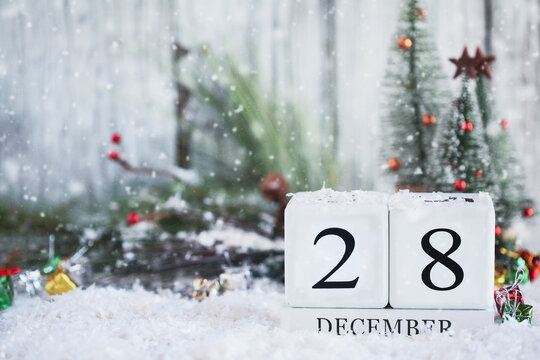 December 28th Calendar Blocks with Christmas Decorations