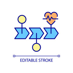 Establish baseline RGB color icon. Regular medical checkups and screening. Doctor examination and personal recommendations. Isolated vector illustration. Simple filled line drawing. Editable stroke