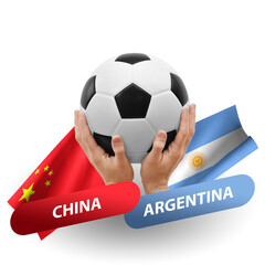Soccer football competition match, national teams china vs argentina