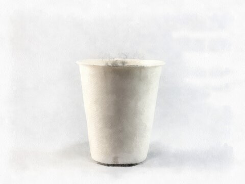 paper cup watercolor style illustration impressionist painting.