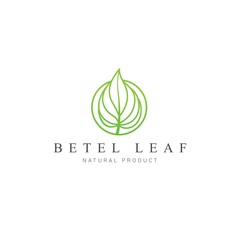 Obraz premium Betel leaf icon logo vector design template. Luxury Eco Natural Organic concept symbol