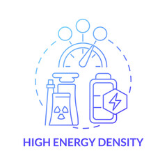 High energy density blue gradient concept icon. Nuclear energy advantage abstract idea thin line illustration. Enriched uranium. Production performance. Vector isolated outline color drawing - obrazy, fototapety, plakaty