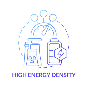 High Energy Density Blue Gradient Concept Icon. Nuclear Energy Advantage Abstract Idea Thin Line Illustration. Enriched Uranium. Production Performance. Vector Isolated Outline Color Drawing