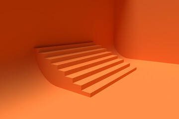 Concept of building success foundation. step stair, Success in business growth concept on pastel blue background. 3D rendering. 3D illustration
