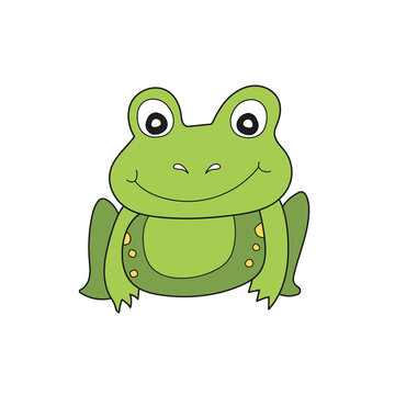 Simple cartoon icon. Vector illustration Cute Frog. Isolated on white background