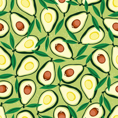 Vector repeating texture with stylized avocado. Abstract seamless pattern. Vegetarian product, healthy  food. Vegetable print for cards, backdrops, posters, t-shirts, sweatshirt.