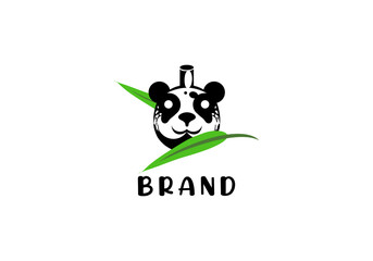 Fototapeta premium Logo Panda Bottle Black Color Vector Illustration Template Good For Any Industry