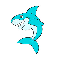 Naklejka premium Simple cartoon icon. Vector illustration of a blue shark on an isolated white background. Can be used as a card in the game