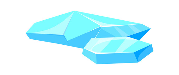 Floating ice pieces. Isolated frame of clean freeze shape, cartoon flat vector illustration