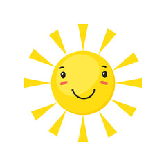 Funny sun. Spring light emotion, doodle vector