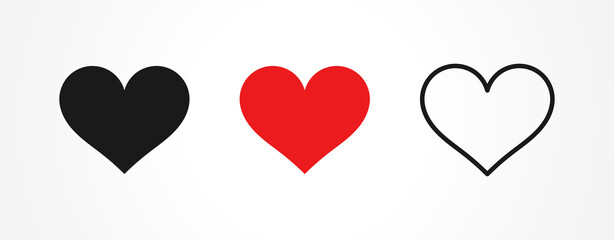 Heart icons colors set.