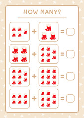 How many christmas sock, game for children. Vector illustration, printable worksheet