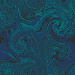 Fototapeta na wymiar Seamless twirly swirly abstract liquid marble surface pattern design for print. High quality illustration. Trendy marbled fluid paint on water background. Funky expressive psychedelic swirl of paint.