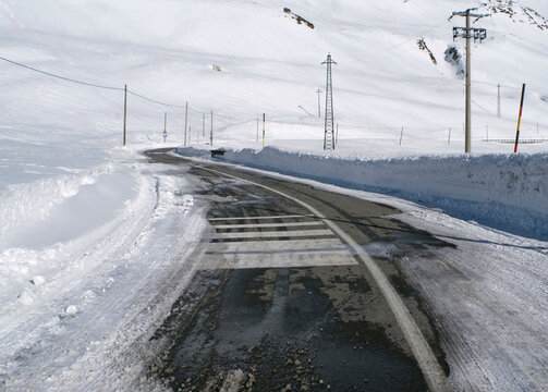 frosted road, Spluga, Italian Alps, Italy