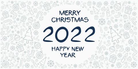 Creative (Happy new 2022 year and merry Christmas) Christmas and New Year background, posters, cards, headers, website template, Vector illustration.